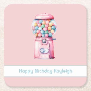 Dessous De Verre Carré Anniversaire Fantaisiste Bubble Gum Rose