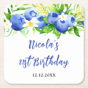 Dessous De Verre Carré Anniversaire Floral Myrtille