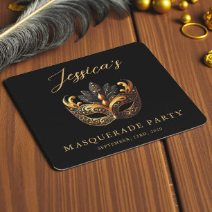 Dessous De Verre Carré Anniversaire Masquerade Black Gold