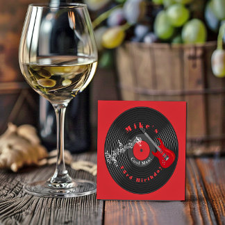 Dessous De Verre Carré Anniversaire Retro Vinyl Record Rock Musique Rouge