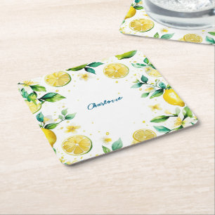Dessous De Verre Carré Anniversaire simple jaune citron