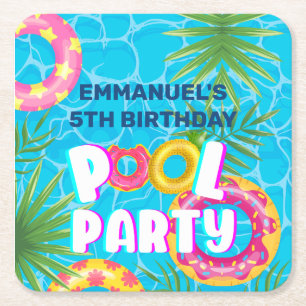Dessous De Verre Carré Anniversaire Tropical Pool Party