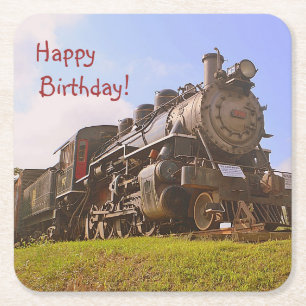 Dessous De Verre Carré Anniversaire vintage de train de vapeur