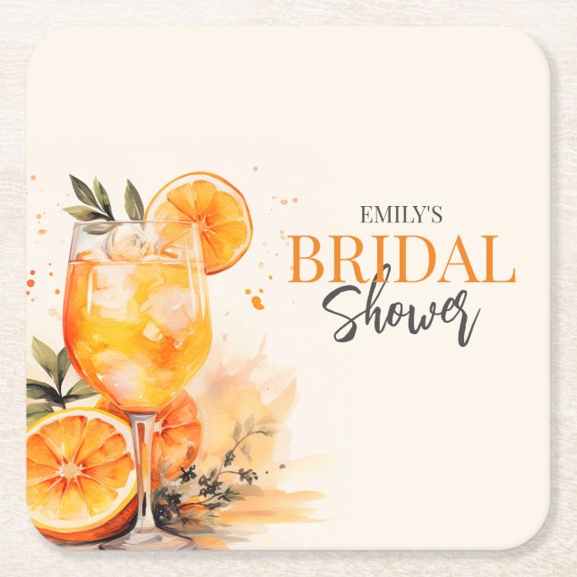 Dessous De Verre Carré Aperol Spritz Aquarelle Enterrement de Vie de Jeun (Devant)