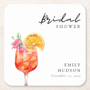 Dessous De Verre Carré Aperol Spritz Floral Bridal Shower