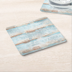 Dessous De Verre Carré Aqua Turquoise Brown Blanc Aquarelle Baies