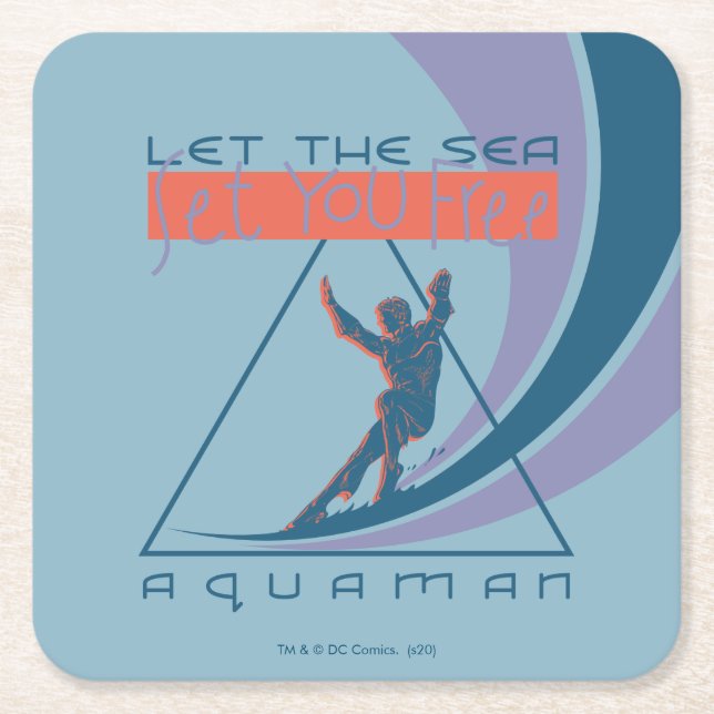 Dessous De Verre Carré Aquaman | Laissez La Mer Vous Libérer (Devant)