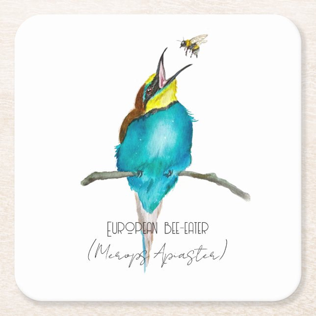 Dessous De Verre Carré Aquarelle (Abeille européenne) (Devant)