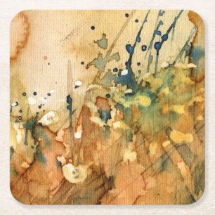 Dessous De Verre Carré Aquarelle abstraite et vieil arrière - plan