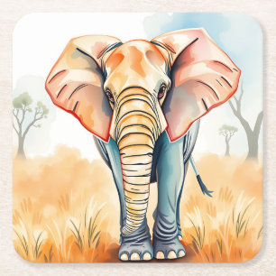 Dessous De Verre Carré Aquarelle adorable Eléphant