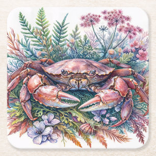 Dessous De Verre Carré Aquarelle botanique du crabe