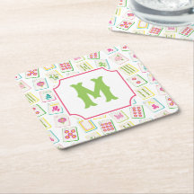 Aquarelle brillante Mahjong Titres Monogramme