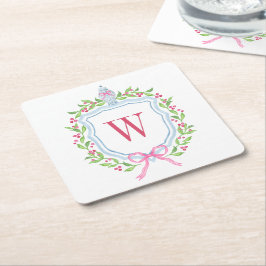 Dessous De Verre Carré Aquarelle Chinoiserie Ginger Jar Monogram Crest