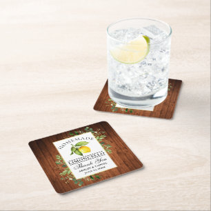 Dessous De Verre Carré Aquarelle Citron vert bois Limoncello