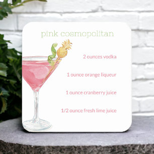 Dessous De Verre Carré Aquarelle Cocktail cosmopolite Recette
