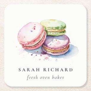 Dessous De Verre Carré Aquarelle colorée Pastel Français Macarons boulang