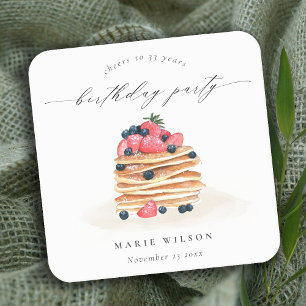 Dessous De Verre Carré Aquarelle de Pancake aux fruits mignonnes N'import