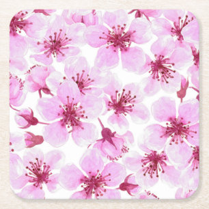 Dessous De Verre Carré Aquarelle en fleurs de cerisier