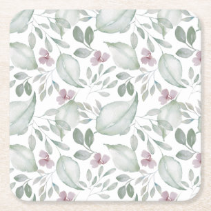 Dessous De Verre Carré Aquarelle feuillage motif 