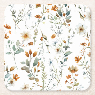Dessous De Verre Carré Aquarelle fleur sauvage style Boho