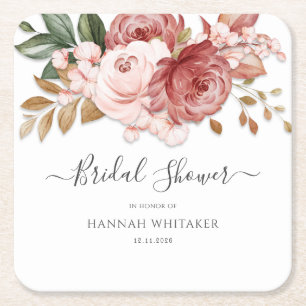 Dessous De Verre Carré Aquarelle Florale Fête des mariées Fleurs modernes