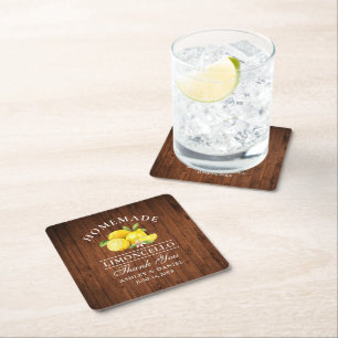 Dessous De Verre Carré Aquarelle Lemons Limoncello Mariage Faux Wood