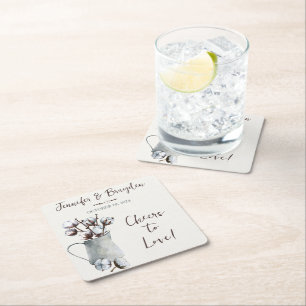 Dessous De Verre Carré Aquarelle Mariage de tonneaux en gris