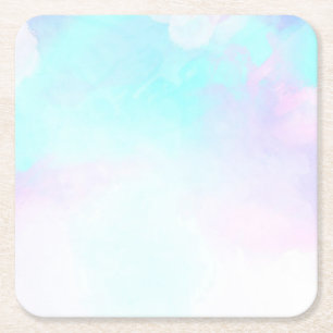 Dessous De Verre Carré Aquarelle moderne Abstraite Pastel bleu & violet