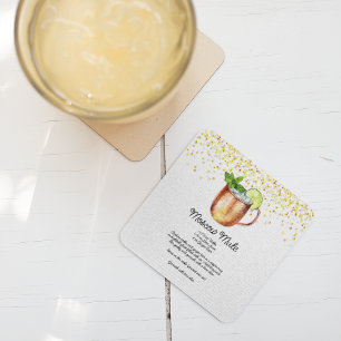Dessous De Verre Carré Aquarelle Moscou Mule Cocktail personnalisé Recett
