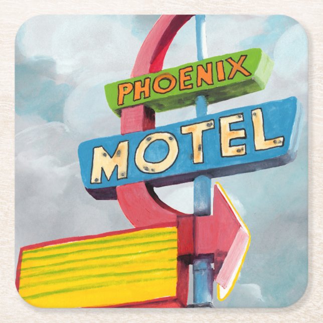 Dessous De Verre Carré Aquarelle Motel Phoenix (Devant)