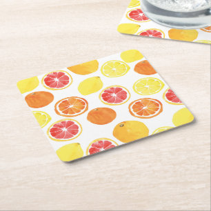 Dessous De Verre Carré Aquarelle Motif de fruits d'agrumes