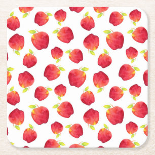 Dessous De Verre Carré Aquarelle Motif de pomme rouge