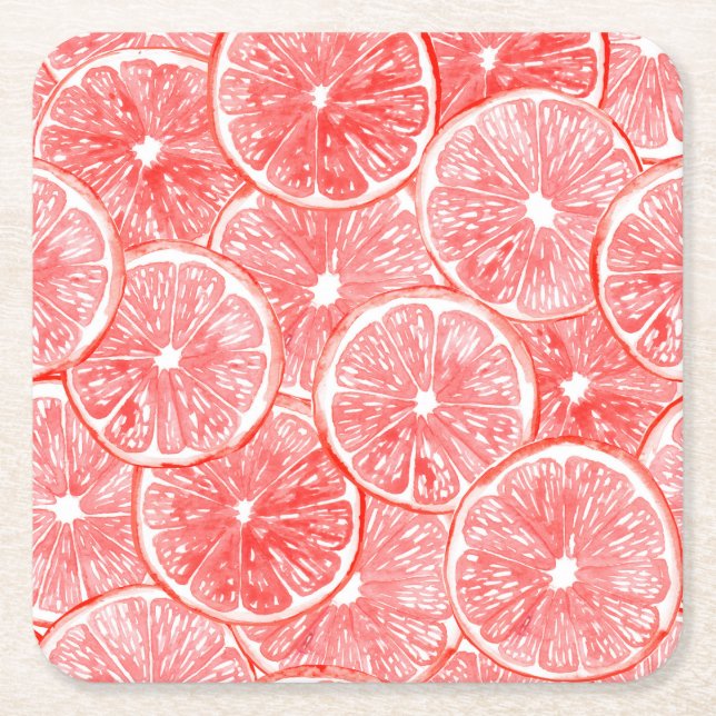 Dessous De Verre Carré Aquarelle pamplemousse motif (Devant)