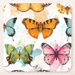 Dessous De Verre Carré Aquarelle Papillon Motif sans couture