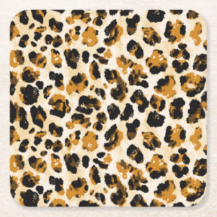 Dessous De Verre Carré Aquarelle peau léopard, dégradé cravate-teint.