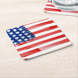Dessous De Verre Carré Aquarelle peinte drapeau américain