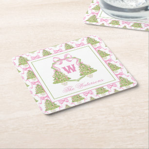 Dessous De Verre Carré Aquarelle Pink Nutcracker Monogram Crest