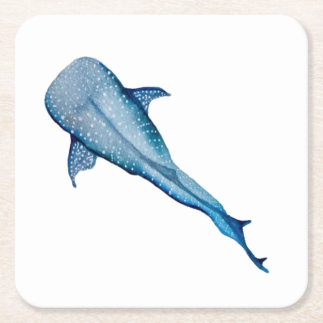 Dessous De Verre Carré Aquarelle requin (Devant)