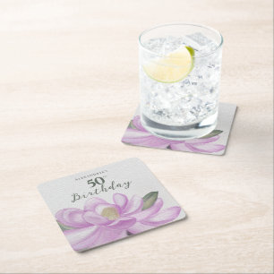 Dessous De Verre Carré Aquarelle rose Magnolia 50e anniversaire