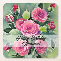 Aquarelle Roses Rouges Joyeux Anniversaire