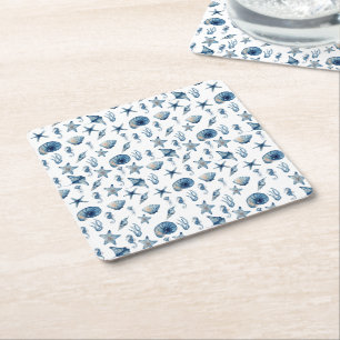 Dessous De Verre Carré Aquarelle sous le Motif de mer