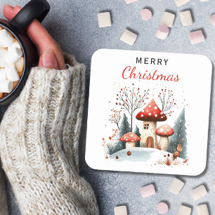 Dessous De Verre Carré Aquarelle traditionnelle Bois Joyeux Noël