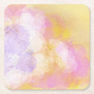Dessous De Verre Carré Aquarelles abstraites - arrière - plan orange