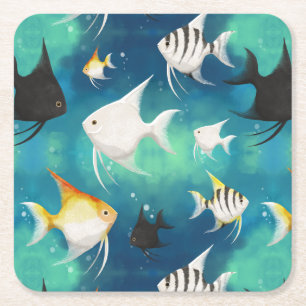 Dessous De Verre Carré Aquarium Motif
