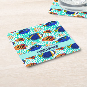 Dessous De Verre Carré Aquarium tropical Reef Poisson Design