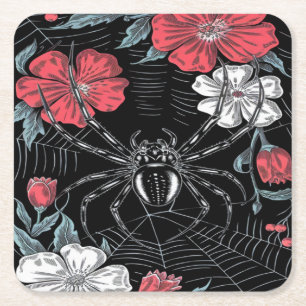 Dessous De Verre Carré Araignée romantique foncée Floral