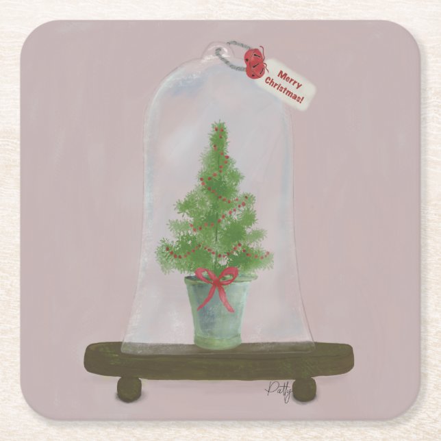 Dessous De Verre Carré Arbre de Noël (Devant)