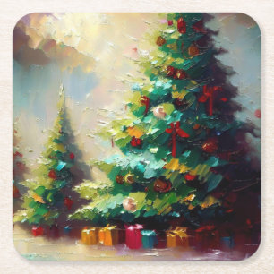 Dessous De Verre Carré Arbre de Noël 2