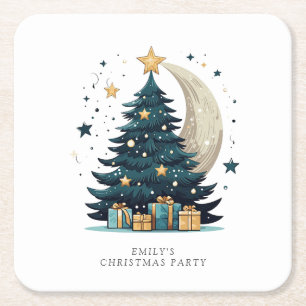 Dessous De Verre Carré Arbre de Noël La Lune