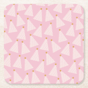 Dessous De Verre Carré Arbre de Noël rose Motif